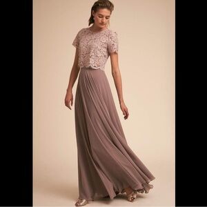 BHLDN Jenny Yoo Hampton Skirt In Pecan Size 2